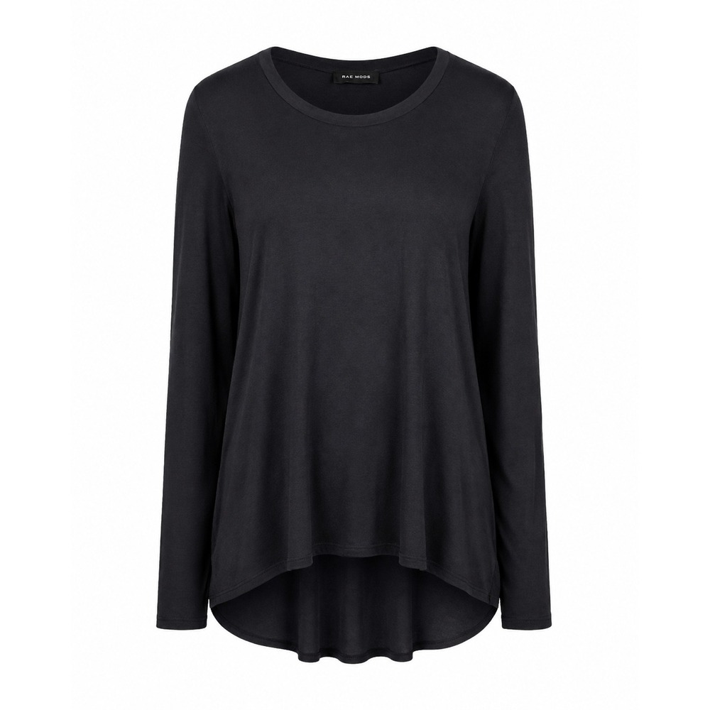 Rae Mode 3XL Black Modal Long Sleeve High Low Tunic Top
